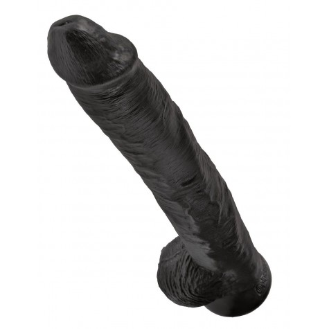 Чёрный фаллоимитатор-гигант 14" Cock with Balls - 37,5 см.