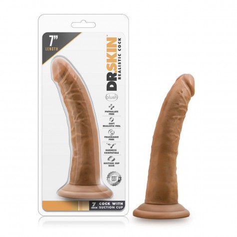 Кофейный фаллоимитатор 7 Inch Cock With Suction Cup - 19 см.