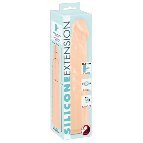 Телесная насадка-удлинитель Silicone Extension - 19 см.